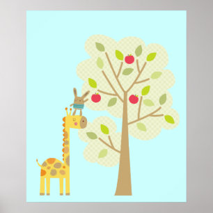Giraffe en Konijn Poster