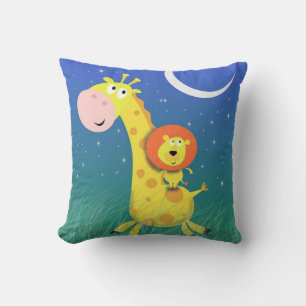 Giraffe en Leeuw Kussen Voor Kinderkamer