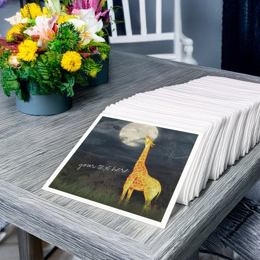 Giraffe en maan | Aangepast papier — luiers Servetten