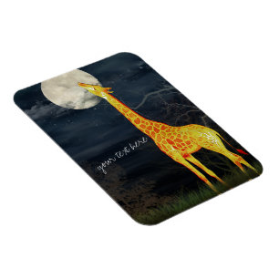 Giraffe en maan Aangepaste fotomagneet Magneet