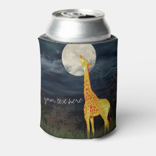 Giraffe en maan | Aangepaste Koelbox flesjes Blikjeskoeler (Blikje Achterkant)