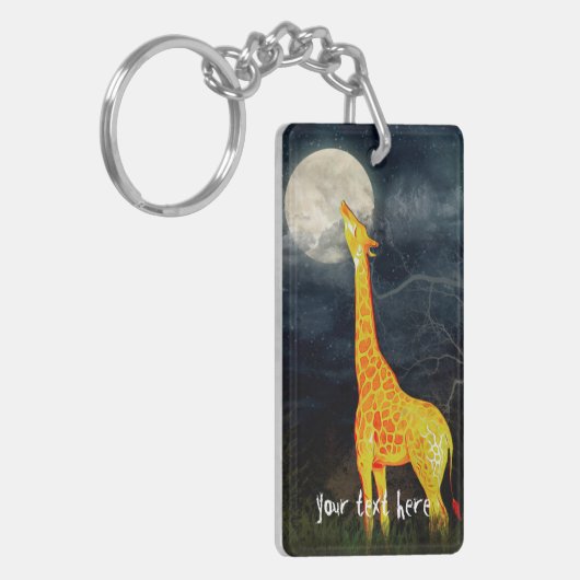 Giraffe en maan | Aangepaste Sleutelhanger (Voorkant Links)