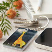 Giraffe en maan | Aangepaste Sleutelhanger (Voorkant Rechts)