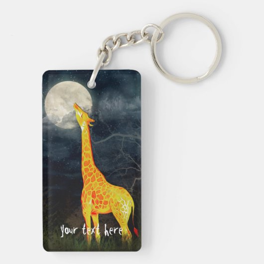Giraffe en maan | Aangepaste Sleutelhanger (achterkant)