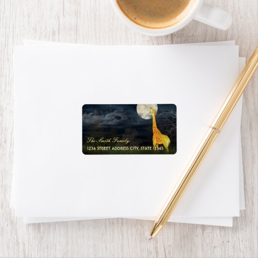 Giraffe en maan | Eigen verzendkosten/adreslabel Etiket (Insitu)