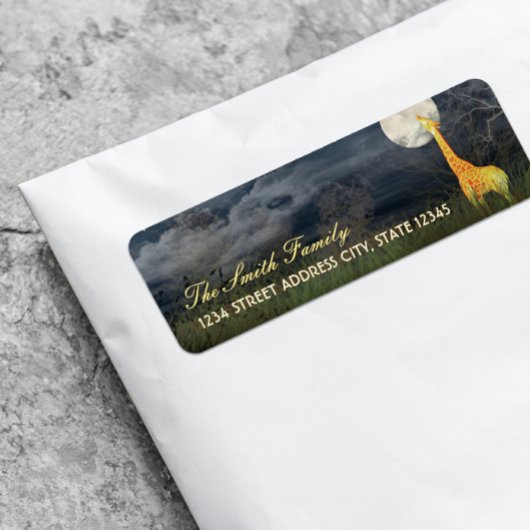 Giraffe en maan | Etiketten voor aangepaste retour