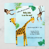 Giraffe en Monkey Safari of Zoo Party Dier Kaart (Voorkant / Achterkant)