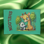 Giraffe en Panda Monogrammed Naam | Kussensloop