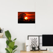 Giraffe en Rhinoceros Sunset Poster (Thuiskantoor)