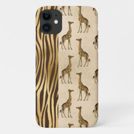 Giraffe en tijger afdrukken Gold Brown  afbeelding iPhone 11 Hoesje
