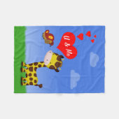 Giraffe en vlinder in liefde fleece deken (Voorkant (Horizontaal))