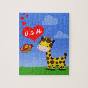 Giraffe en vlinder in liefde legpuzzel