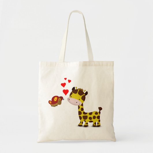 Giraffe en vlinder in liefde tote bag (Voorkant)