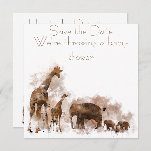 GIRAFFE ET BÉBÉ - Invitation (Devant / Derrière)