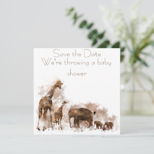 GIRAFFE ET BÉBÉ - Invitation (Debout devant)