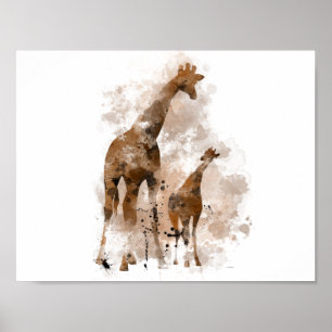 GIRAFFE ET BÉBÉ - Poster