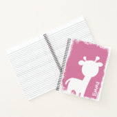 Giraffe et cerf carnet rose avec nom (Intérieur)