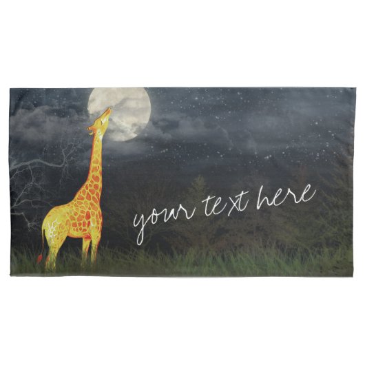 Giraffe et Lune | Paire personnalisée de taies d'o (devant-gauche)