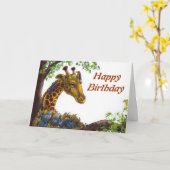 Giraffe et Oxpecker Joyeuse carte d'anniversaire (Fleur jaune)