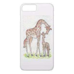 Giraffe et son veau sur un coque iphone