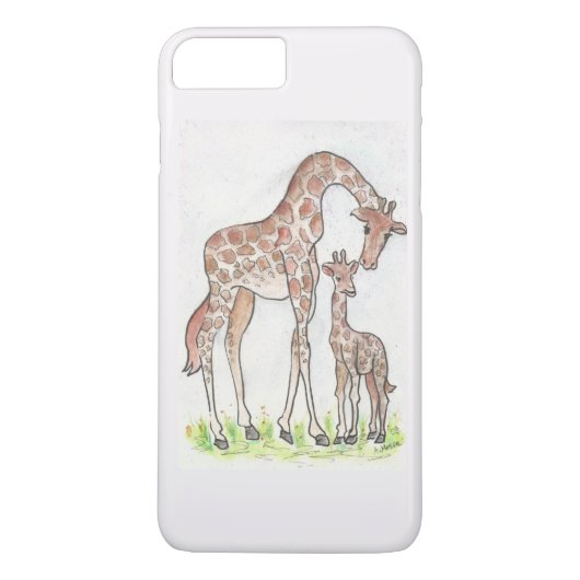 Giraffe et son veau sur un coque iphone (Dos)