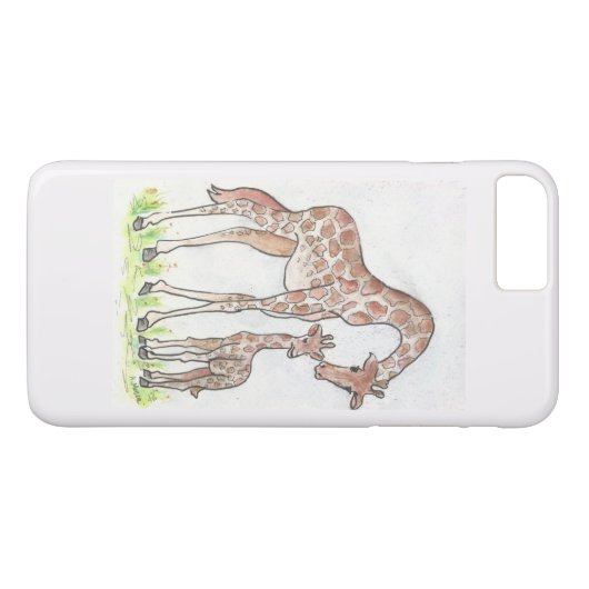 Giraffe et son veau sur un coque iphone (Dos (Horizontal))