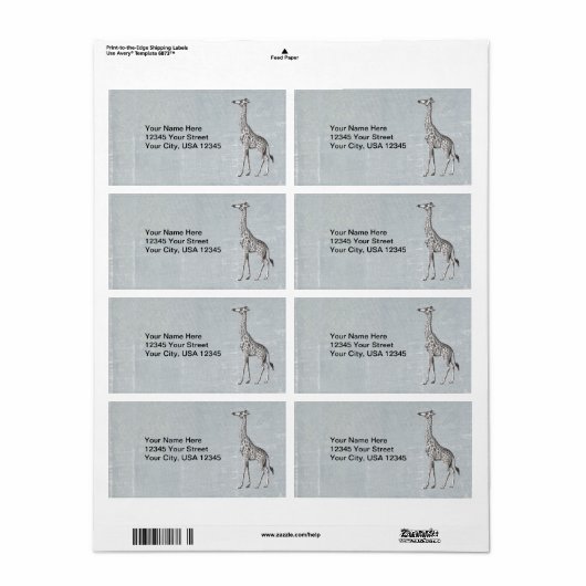  Giraffe Etiket (Full Sheet)