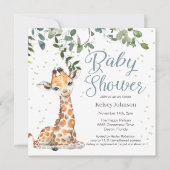 Giraffe Eucalyptus Greenery Baby shower Kaart (Voorkant)