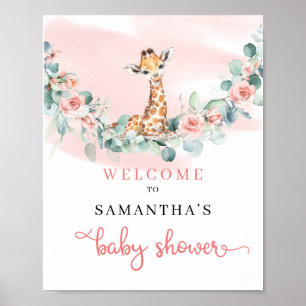 Giraffe Eucalyptus meisje Baby shower welkomstbord Poster