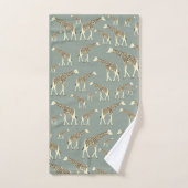 Giraffe Exotisch Dierenpatroon Sage Groen Bad Handdoek (Handdoek)