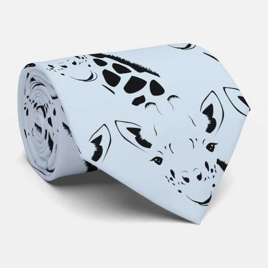 Giraffe Face Silhouette Stropdas (Opgerold)