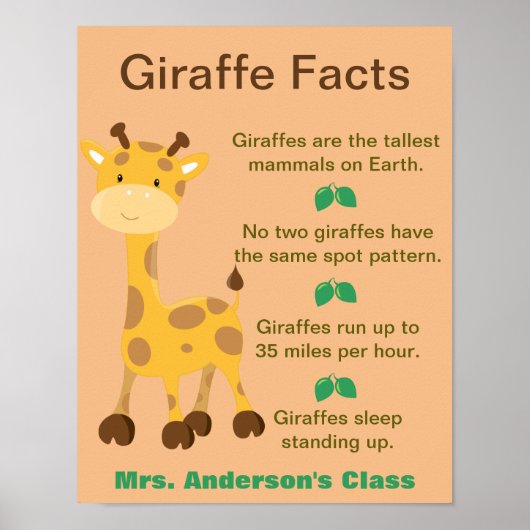 Giraffe Facts Classroom Poster (Voorkant)
