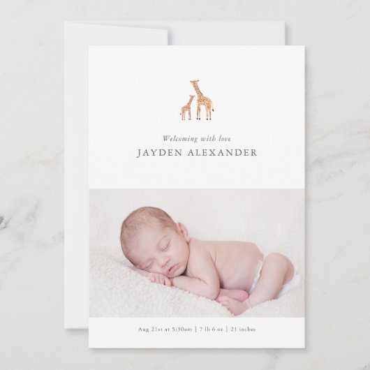 Giraffe Faire-part de naissance (Devant)