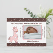 Giraffe Faire-part de naissance (rose) (Debout devant)