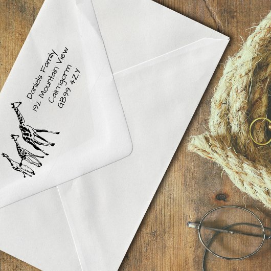 Giraffe Familie Adres Zelfinkend stempel