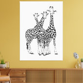 Giraffe familie canvas afdruk (Insitu (Woonkamer))