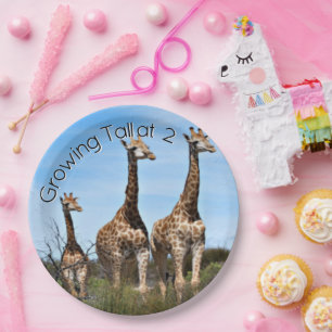 Giraffe Familie Groeit Verjaardag Papieren Bordje