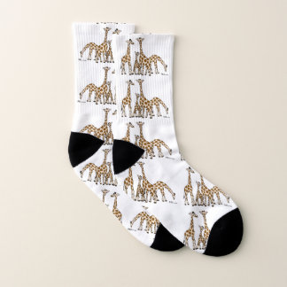 Giraffe familie in bruine en beige sokken