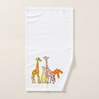 Giraffe Familie in Oranje en geel handdoek