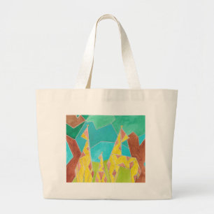 Giraffe Familie Originele Abstracte Kunst Grote Tote Bag