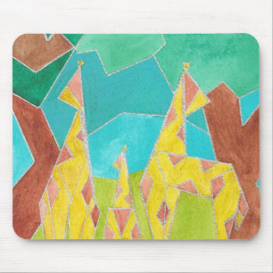 Giraffe Familie Originele Abstracte Kunst Muismat