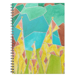 Giraffe Familie Originele Abstracte Kunst Notitieboek