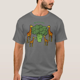 Giraffe Family Eating Broccoli Tree  T-shirt