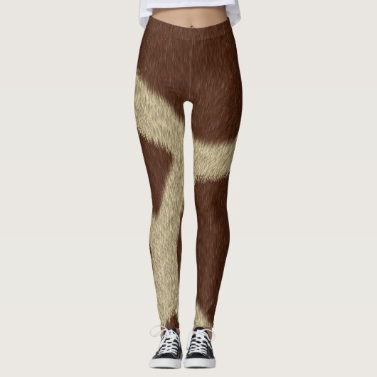 Giraffe Faux Fur Imprimer Leggings (Devant)