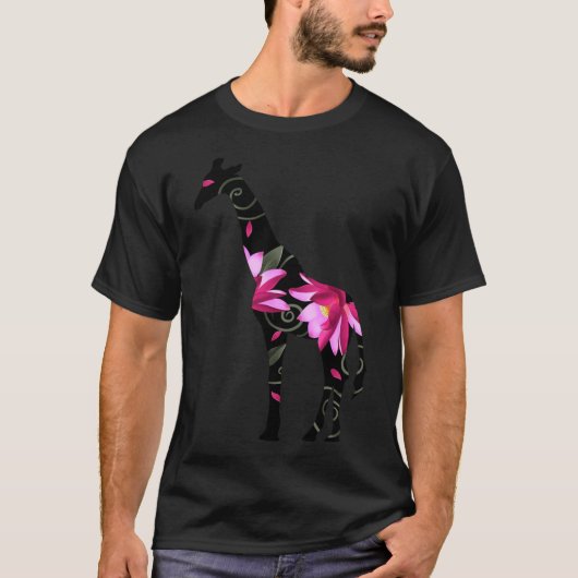 Giraffe Femme Avec Fleurs Essentiel T-Shirt (Devant)