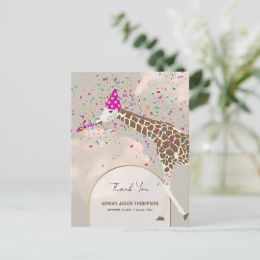 Giraffe Fête Safari Thème Baby Faire-part (Debout devant)