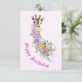 Giraffe Fleurs Carte d'anniversaire (Debout devant)