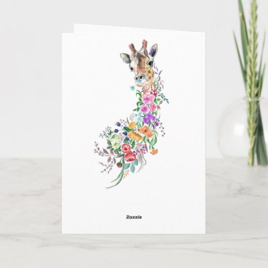 Giraffe Fleurs Carte d'anniversaire (Dos)
