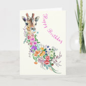 Giraffe Fleurs Carte d'anniversaire (Devant)