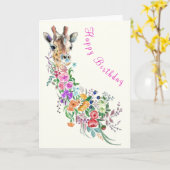 Giraffe Fleurs Carte d'anniversaire (Fleur jaune)
